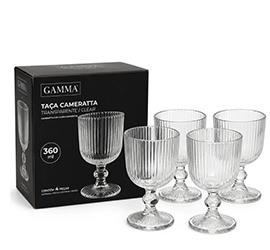 Jogo 4 Taças Cameratta 360ml Vidro Transparente Canelado