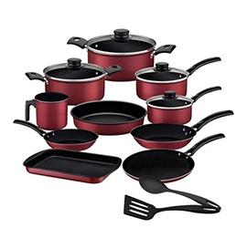 Jogo de Panela Tramontina Turim Alumínio Starflon - 10 Peças Vermelho + 2 Utensílios
